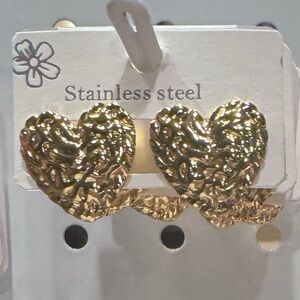 Heart Earrings In Stainless Steel- Available In Gold Or Silver-Tone